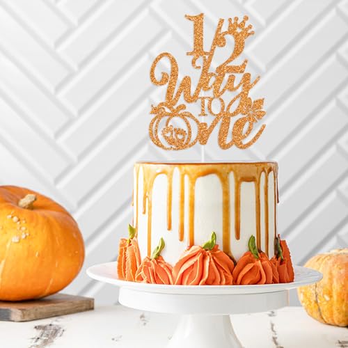 Half Pumpkin Cake Topper for First Birthday Baby Shower Fall Halloween Celebration