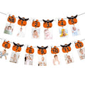 Halloween First Birthday Banner with 12 Photos & Clips - Spooky 1st Celebration
