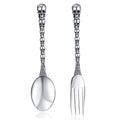 Skull Motif Serving Set - Stainless Steel Fork and Spoon for Halloween & Gothic Decor