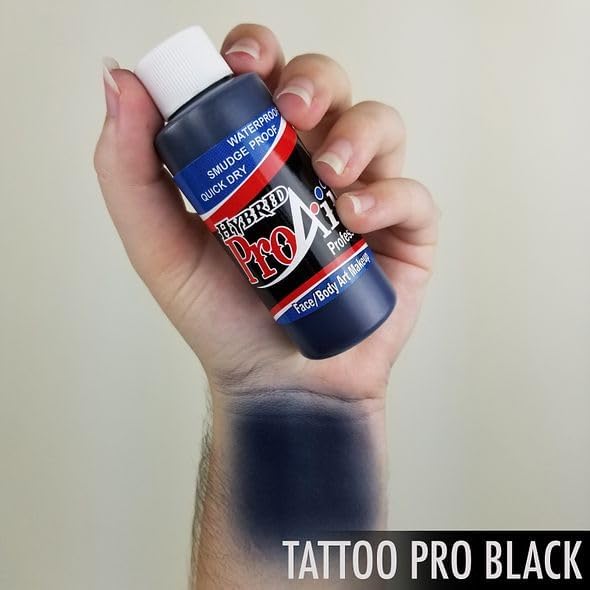 ProAiir Face & Body Painting Makeup - 2oz Tattoo Pro Black, Water-Resistant