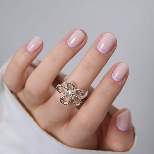 CurvLife Extra Short Square Press On Nails - Nude Pink Tender Glow, Soft Gel, D6