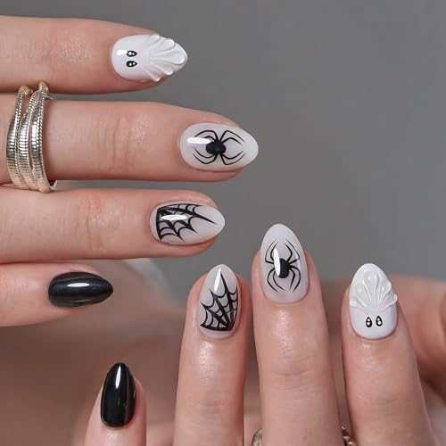 CurvLife Extra Short Almond Press-On Nails - Phantom Whimsy Variation