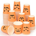 Halloween Pumpkin Cups 100Pcs - Jack O Lantern Disposable 9oz Party Drinkware
