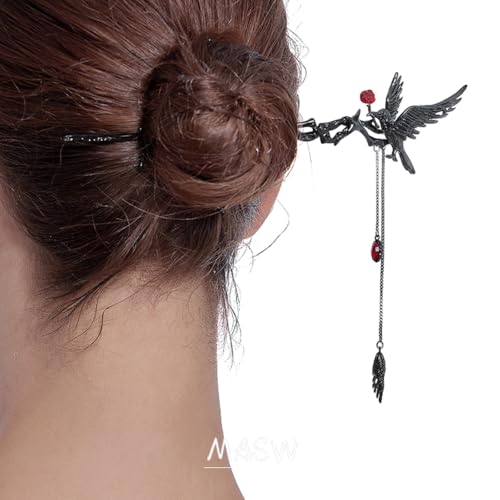 Goth Style Crow Hairpin for Women Long Hair Accessory - M3361 Variation of THIS listing