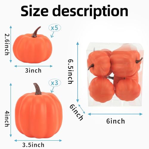 Artificial Pumpkin Decor Set - 8 Pcs Fall Halloween Thanksgiving Centerpieces