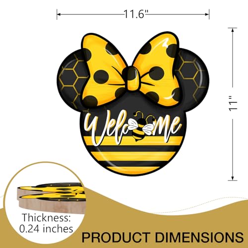 Welcome Spring Summer Door Sign - Bee Yellow Black, Farmhouse Front Door Decor - Bee Variation