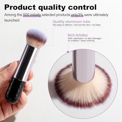 BS-MALL 14 Pcs Premium Synthetic Makeup Brushes Set & Dual-sided Blending Sponge - Professional Face & Eye Tools for Foundation, Powder & Concealer Application (Purple)