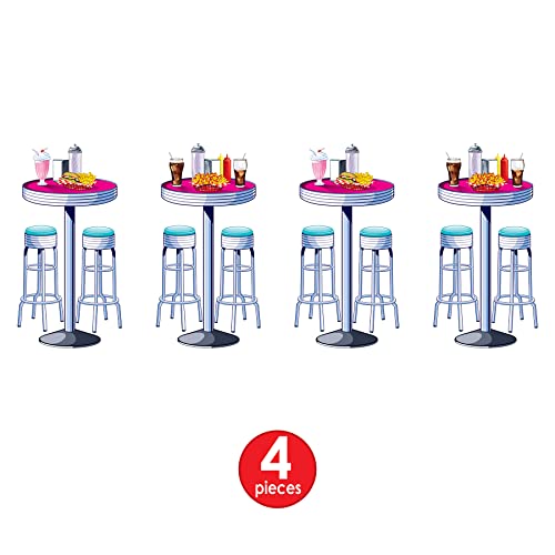 Retro 1950s Soda Shop Wall Decorations - 4 Piece Set for Parties & Events