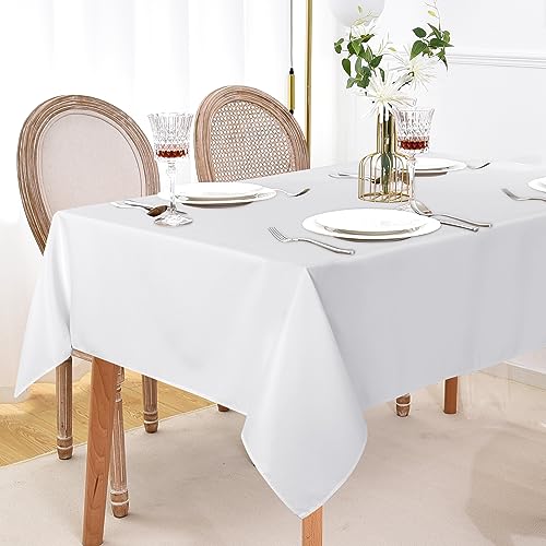 White Rectangle Tablecloth 60x84 Inch - Pack of 4 - Perfect for 4ft Tables - Variation: White / 4PCS 60x84 Inch Rectangle