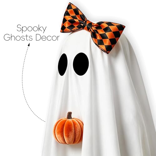 2 Pack Lighted Ghost Decorations with Broom & Pumpkin - Indoor Halloween Decor - Variation of This Listing