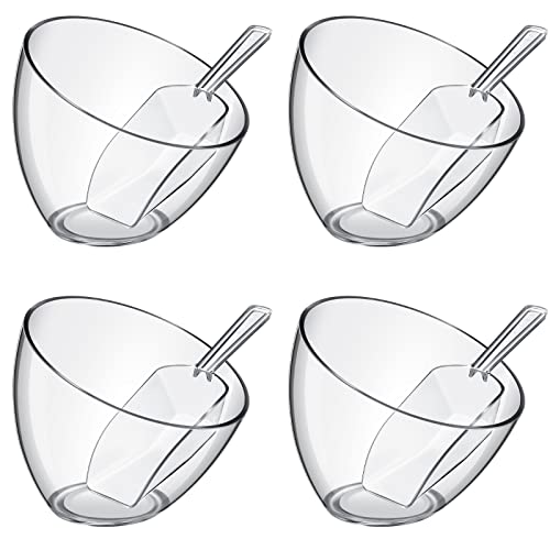 Clear Plastic Serving Bowls with Scoops Set - 25 oz Kitchen Partyware
