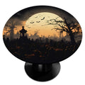 Halloween Moon Night Bats Tree Round Fitted Waterproof Tablecloth - 56 Inch, Elastic Edge