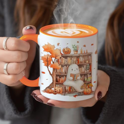 Halloween & Books Fall Ghost Reading Mug with Spoon - Book Lovers Gift