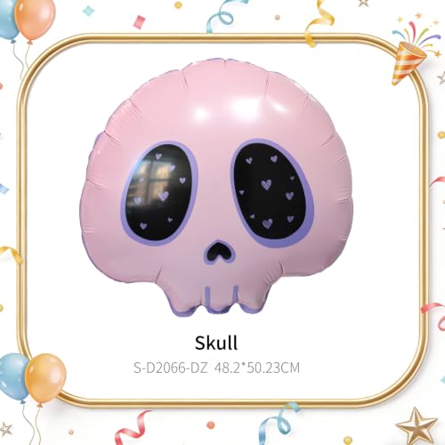 Halloween Skeleton Dog Foil Balloons Set - Pink Skull & Star Decorations