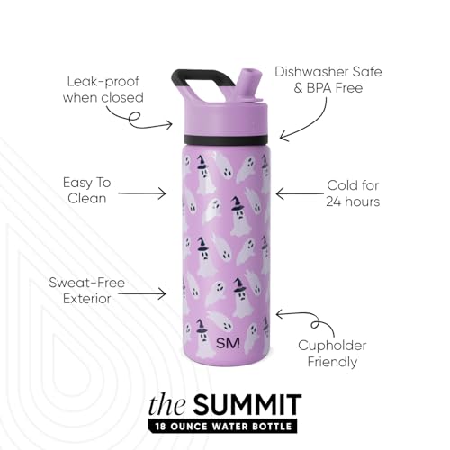 Kids Water Bottle - Ghosts & Witchy Ghosts Halloween 14oz Insulated Stainless Steel