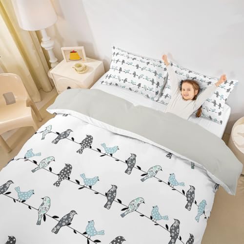 Girls Boho Birds Bedding Set - Multi Twin No Comforter, Nature Floral Decor
