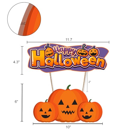 Happy Halloween Welcome Sign - Front Door & Wall Decor with Pumpkins - Connected Wooden Plaques - Variation: Happy Halloween