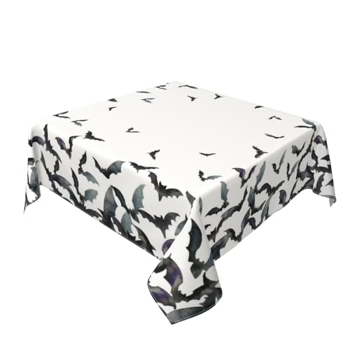 Halloween Tablecloth Square 54x54 Inch Black Bats Farmhouse Decor - Sorktse