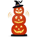 Orange LED Pumpkin Decor with Spooky Sound & Lights - Halloween Porch Sign