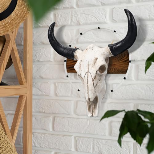 Halloween Cow Skull Wall Decor - Rustic Resin Wall Hanging Ornament