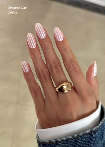 Semi Cured Gel Nail Strips Set - Summer Pink, 20 Pcs Salon-Quality Nail Wraps