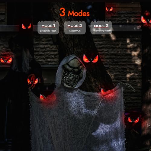 Halloween Flashing Spooky Eyes Lights 10 Pack - Realistic Light-Up Eyes with 3 Modes & Timer