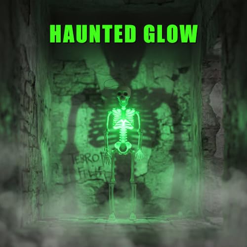 16-Inch Light Up Skeleton Halloween Decorations - 10 Pack Posable Full Body Props