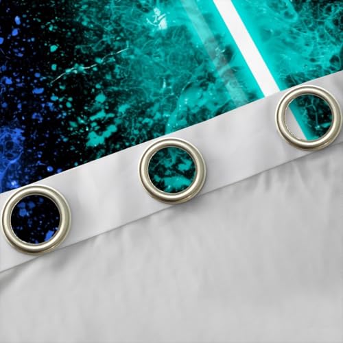 Saber Curtain Set for Kids Bedroom & Living Room - Blue Teal Blackout Insulated Drapes, 42x63 Inches