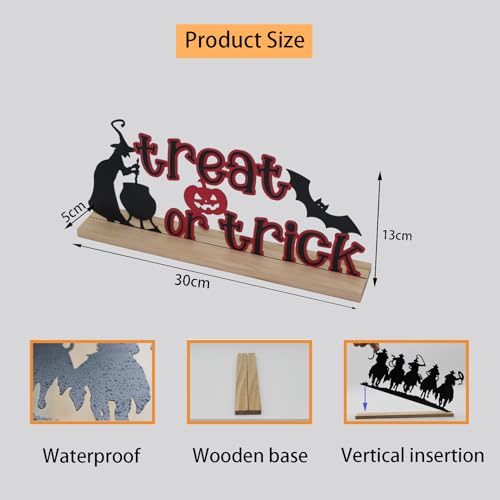 Halloween Trick or Treat Metal Tabletop Decor Sign - Indoor Home Office Shelf Mantel