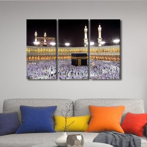 Mosque Wall Art Canvas Set - Saudi Arabia Islamic Decor 42x28 inch - Variation of Artwork-04
