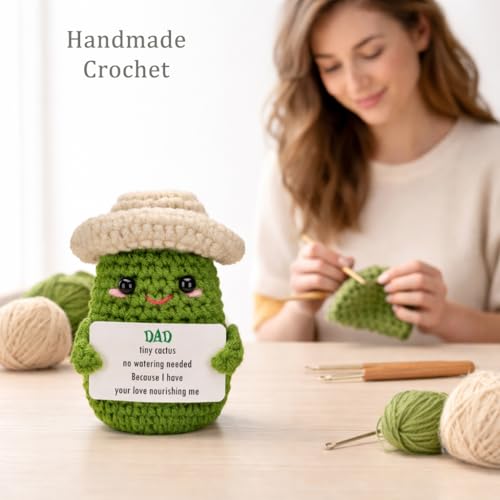 Crochet Grass Hat Cactus Decor for Dad - Father's Day Keepsake Gift