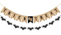 Halloween Trick or Treat Banner & Bat Garland - Burlap & Glitter Decorations