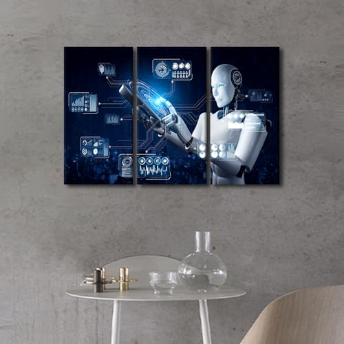 Wall Art Decorations Robot Concept Canvas Print - 42x28 in - Variation of THIS listing