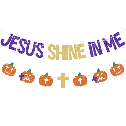 Halloween Christian Banner Pumpkin Jesus Shine In Me Fall Church Decor