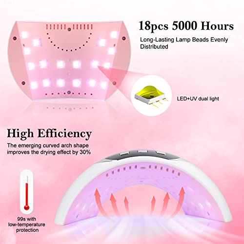 54W UV LED Nail Lamp for Gel Nails, Curing Light, Nail Art Tools