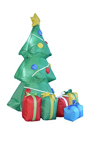 Lighted Christmas Inflatable Green Tree with Gift Boxes - 5 Ft Outdoor Holiday Decor