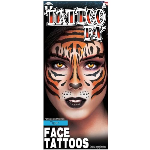 Tiger Face Tattoo - Standard Transfer for Body Art & Temporary Tattoos