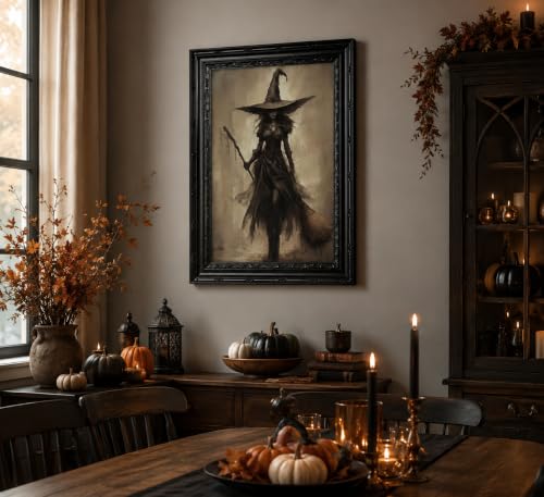 Halloween Witch Wall Art Canvas Framed 24x16 Inch Gothic Mysterious Decor Variation of THIS listing