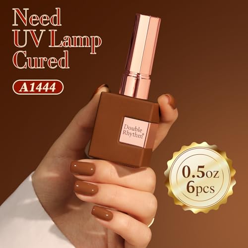 Coffee Brown Gel Nail Polish Set - 6 Colors, 15ml Soak Off UV & LED