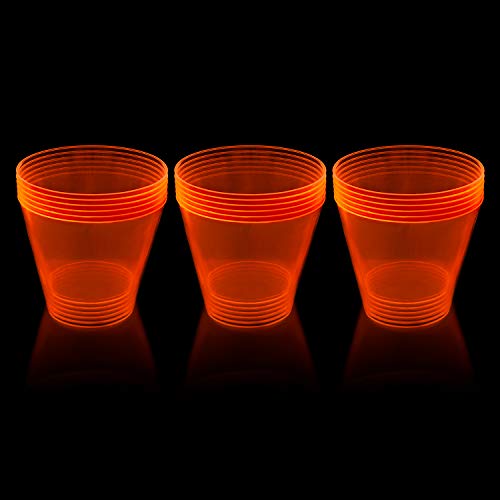 Party Essentials Neon Orange Plastic 9-Ounce Tumblers - 25 Pack, Reusable & Disposable