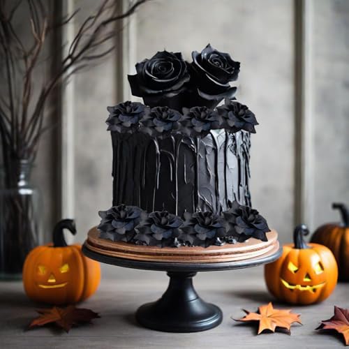 55PCS Mini Fake Black Roses Artificial Flowers for Decor, Crafts & Weddings