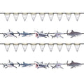 Shark Banners for Under The Sea Party Ocean Beach Decorations 4-Pack
