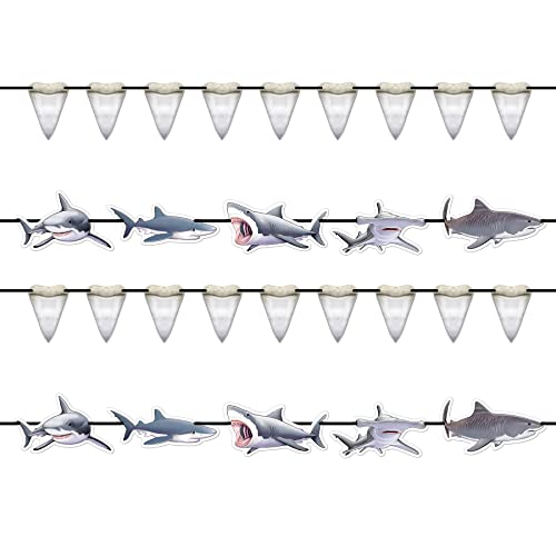 Shark Banners for Under The Sea Party Ocean Beach Decorations 4-Pack