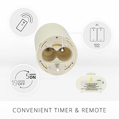 Outdoor Flameless Candle 3.25 x 7 Inches with Remote & Flickering Flame - Ivory