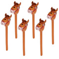 Brown Inflatable Horse Head Balloons - 6 Pack, Reusable Western Party Decorations