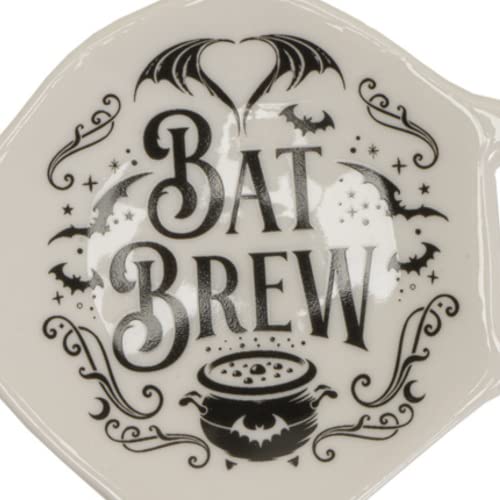 Ceramic Spooky Bat Spoon Holder - Halloween Kitchen Decor, Black