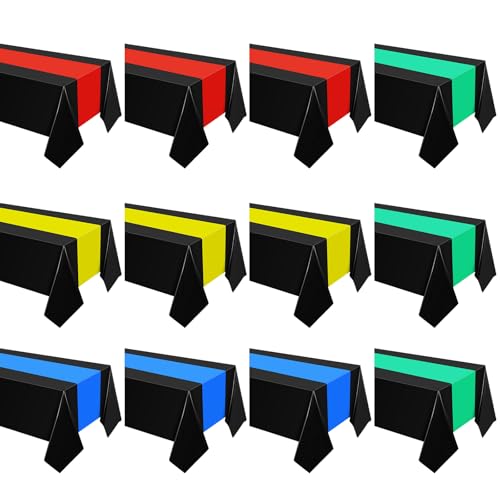 Disposable Plastic Tablecloths 54x108 Inches for Parties and Events - 12 Pack