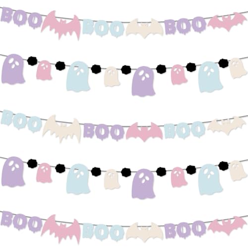 Pastel Halloween Banner Decor Ghost Garland for Girls' Parties