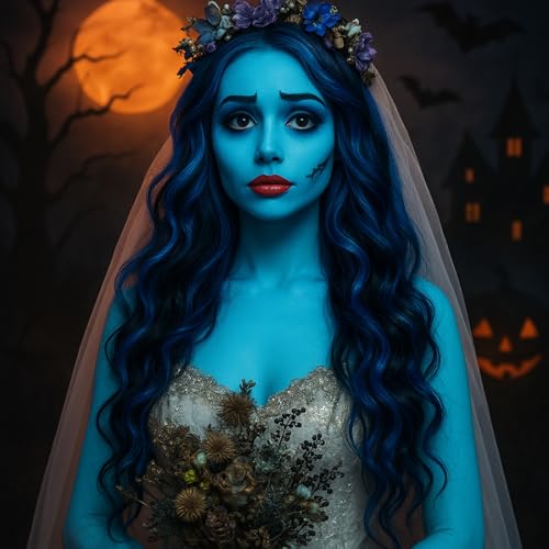 Halloween Makeup Kit for Corpse Bride Costume Women Girls - Light Blue & Accessories - Variation C