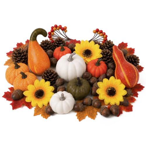 Artificial Pumpkin Decor Set 87PCS Fall Decorations for Halloween Thanksgiving
